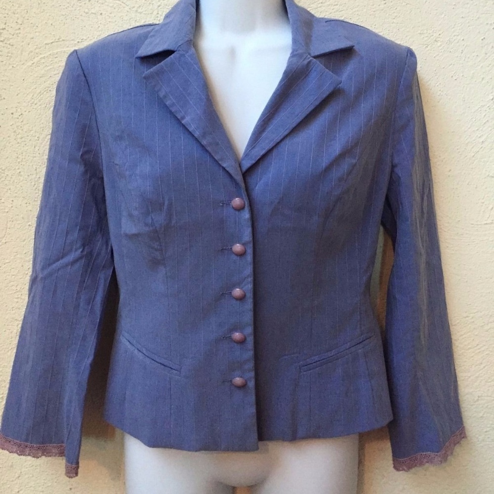 NANETTE LEPORE PINSTRIPE BLAZER PINK AND BLUE